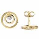 Ohrstecker 585 Gold Gelbgold eismatt 2 Diamanten Brillanten Ohrringe
