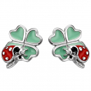 Kinder Ohrstecker Marienkäfer auf Kleeblatt 925 Sterling Silber Ohrringe