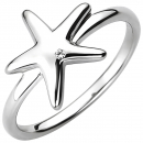 Damen Ring Seestern 925 Sterling Silber 1 Zirkonia Silberring - 60mm