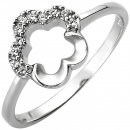 Damen Ring Blume 925 Sterling Silber 11 Zirkonia Silberring - 50mm