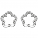 Ohrstecker Blume 925 Silber matt 22 Zirkonia Ohrringe Silberohrringe
