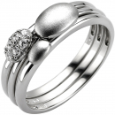 Damen Ring 3-teilig 925 Sterling Silber 6 Zirkonia Silberring - 50mm