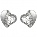 Ohrstecker Herz 925 Sterling Silber eismatt 16 Zirkonia Ohrringe Silberohrringe