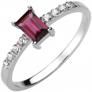 Damen Ring 925 Sterling Silber 1 Rhodolith rot 8 Zirkonia Silberring - 48mm