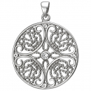 Anhänger rund 925 Sterling Silber 1 Zirkonia Silberanhänger