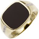 Herren Ring 585 Gold Gelbgold bicolor 12 Diamanten Brillanten 1 Onyx Goldring - 66mm