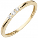 Damen Ring schmal 333 Gold Gelbgold 3 Zirkonia Goldring - 52mm