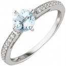 Damen Ring 925 Sterling Silber 1 Blautopas 16 Zirkonia - 52mm