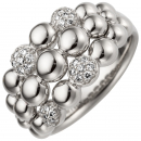 Damen Ring 585 Gold Weißgold 28 Diamanten Brillanten 0,15ct. - 56mm