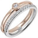 Damen Ring 585 Gold Weißgold Rotgold bicolor 22 Diamanten Brillanten - 56mm