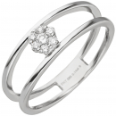 Damen Ring 585 Gold Weißgold 7 Diamanten Brillanten Weißgoldring - 56mm