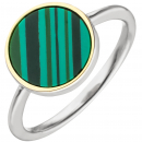 Damen Ring 925 Sterling Silber bicolor vergoldet mit synthetischem Malachit - 50mm