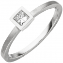 Damen Ring 950 Platin matt 1 Diamant Princess-Schliff 0,20ct. - 56mm
