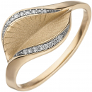Damen Ring 585 Gold Gelbgold matt 16 Diamanten Brillanten - 60mm