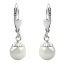Ohrbrisur Ohrhänger Ohrringe 24x7,5mm Hänger mit Imitat-Perle Silber 925