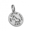 Anhänger 12mm mit Gravur MY LITTLE PONY Pony schwarz lackiert matt Silber 925