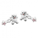 Stecker 8x15mm Kinderohrring Bär mit Zirkonia pink matt-glänzend Silber 925