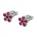 Stecker 6,5mm Kinderohrring Blume pink-lackiert Silber 925
