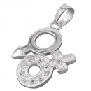 Anhänger 23mm Venus/Mars-Symbol mit Zirkonias glänzend Silber 925