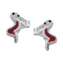 Stecker 10x4mm Kinderohrring Schlange rot-schwarz Silber 925