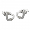 Stecker 7x8mm Herz mit Zirkonia glänzend Silber 925