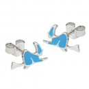 Stecker 6x12mm Kinderohrring Hexe blau-emailliert Silber 925