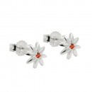 Stecker 6mm Blume glänzend mit Zirkonia rot-orange Silber 925