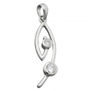 Anhänger 28x6mm Zirkonias weiß rhodiniert Silber 925