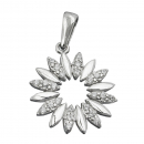 Anhänger 14mm Blume mit Zirkonias glänzend rhodiniertSilber 925